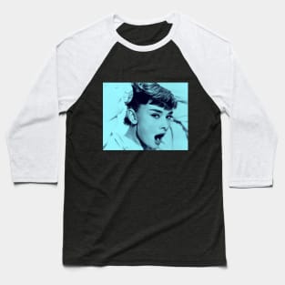 Blue Audrey Hepburn Baseball T-Shirt